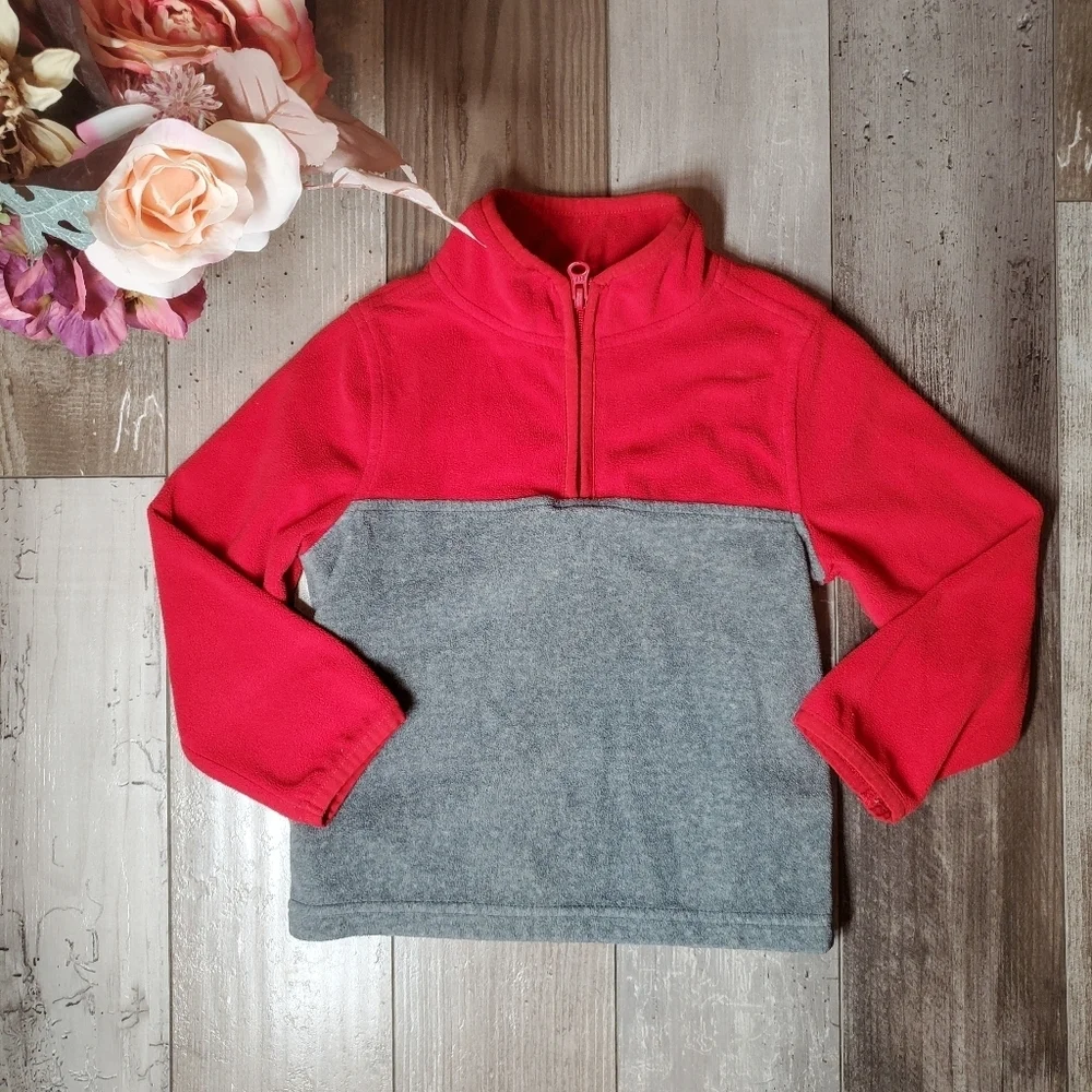OshKosh B'gosh Red and Gray Microfleece Half Zip Pullover Size 3T Toddler Boy